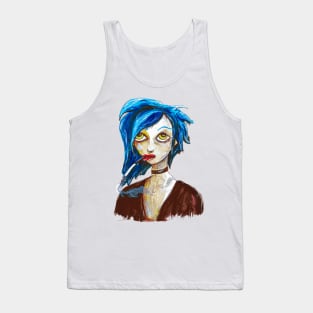 Blue Smoking Girl Tank Top